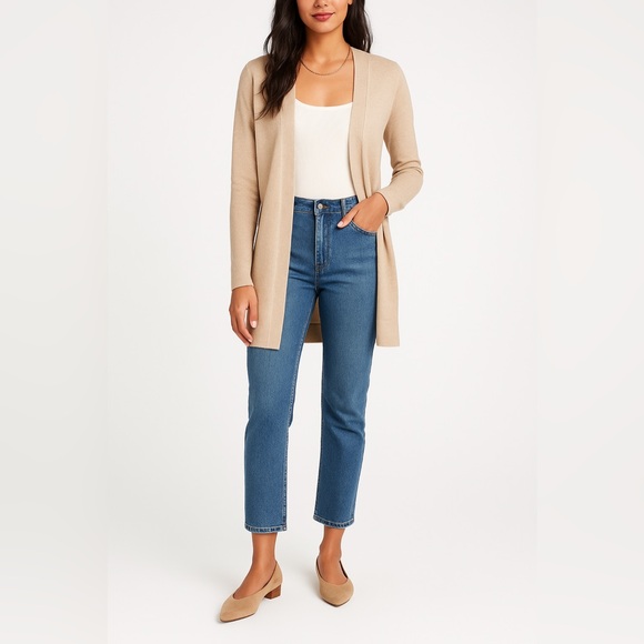 a new day Sweaters - Neutral Open front light knit cardigan XS cozy winter casual quiet luxury office